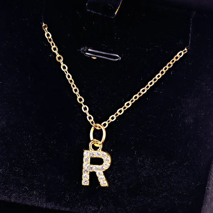 Kpop Shining A-Z Letter Pendant Charm Necklace 26 Initial Alphabet Name Golden Clavicle Chain Party Valentine's Day Jewelry Gift