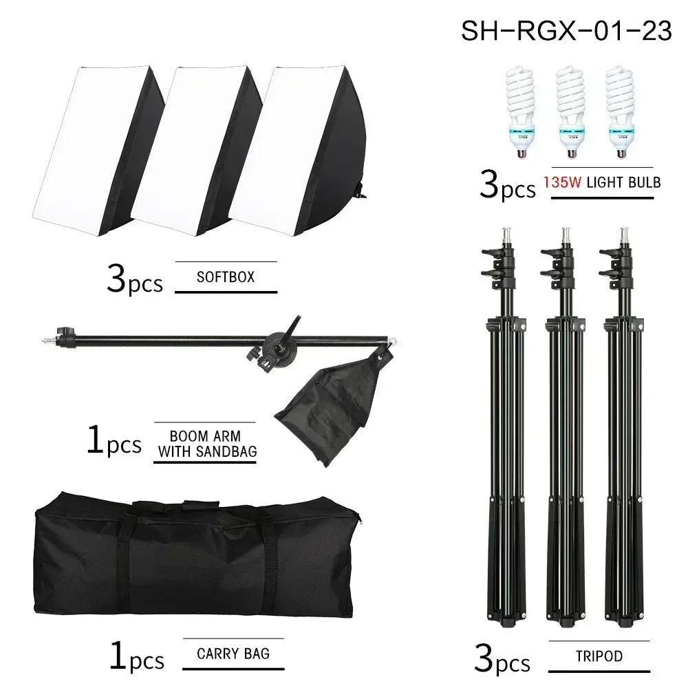 Softbox Light Photography Kit Photo 2M Tripiod for Soft Box Disc Light Led 45W Photo Studio Stand Lighting Shooting Lamp Video