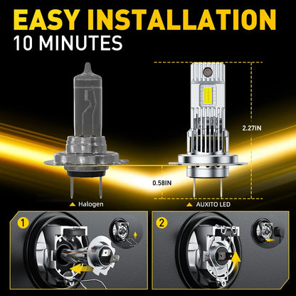AUXITO 2Pcs Turbo H7 Canbus LED High Power Healight Bulb 70W H7 LED Error Free Super Bright 30000LM Automobile Driving Lamp 12V
