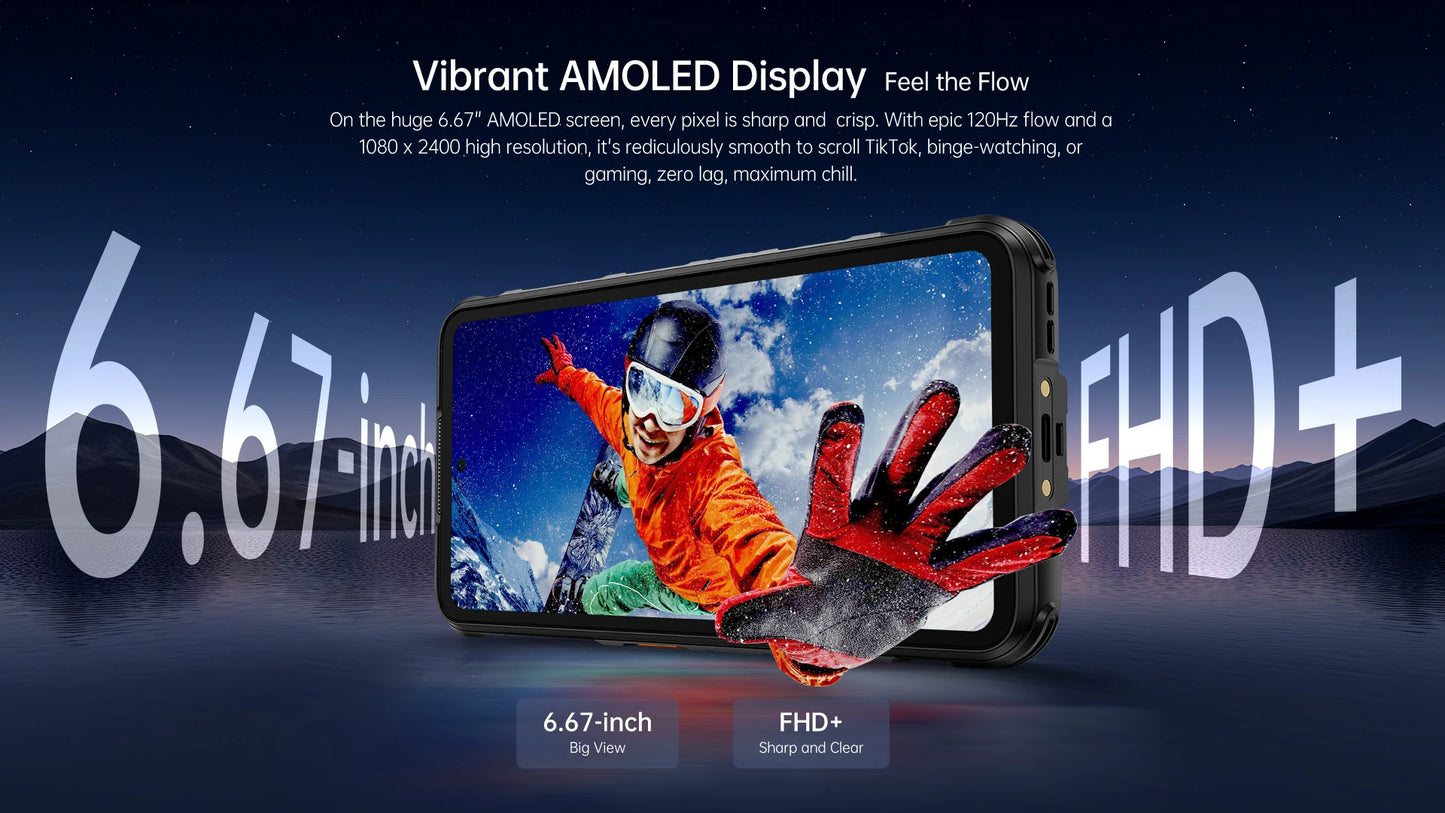 RugOne Xever 7 5G Rugged Phone Android 15 Smartphone 512GB ROM 12+12GB RAM 6.67" 120Hz AMOLED NFC 5500mAh Swappable Battery