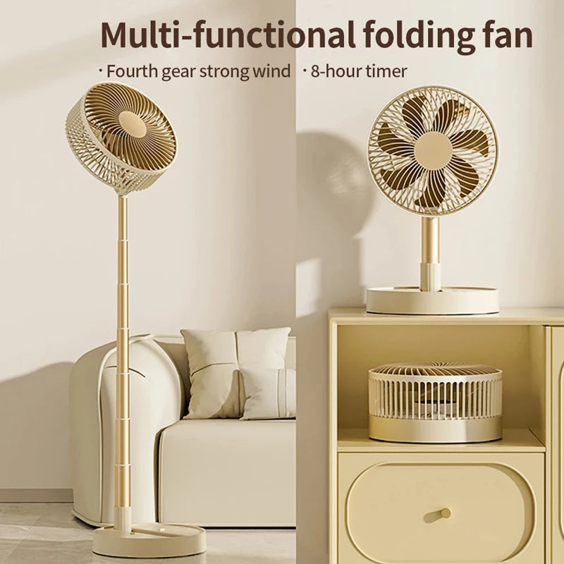 Lenovo USB Foldable Portable Fan 8inch 4 Speeds Timing Battery Operated Mini Floor Fan for Bedroom Indoor or Outdoor Table Fan
