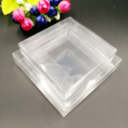 50pcs Ax10x10 Transparent Jewelry Gift Box Clear PVC Plastic Box Packaging Wedding Christmas Gift Box for Jewelry Storage Boxes