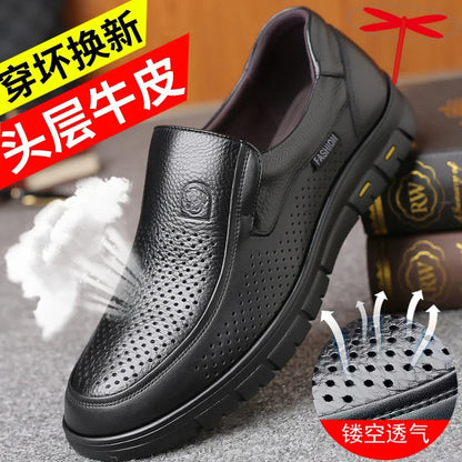 2026 Men's Shoes Genuine Leather Business Dress Leisure Middle-Aged and Elderly Dad's Shoes, Men's Leather Shoes 48 Size Summer