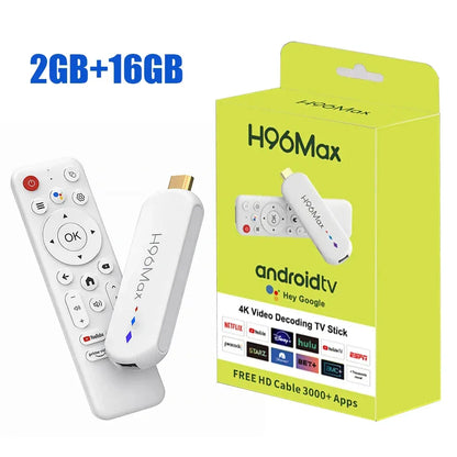 H96 Max S905L TV Stick Android14 Quad Core BT5.0 4K@60fps 2.4G&5G Wifi6 2GB 16GB Google Voice Assistant Media Player AI TV Stick