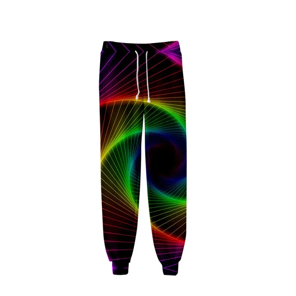 New Hot Sale 3D Print Tie Dye Pink and Green Pants Colorful Psychedelic Trousers Streetwear Men/Women Sweatpants