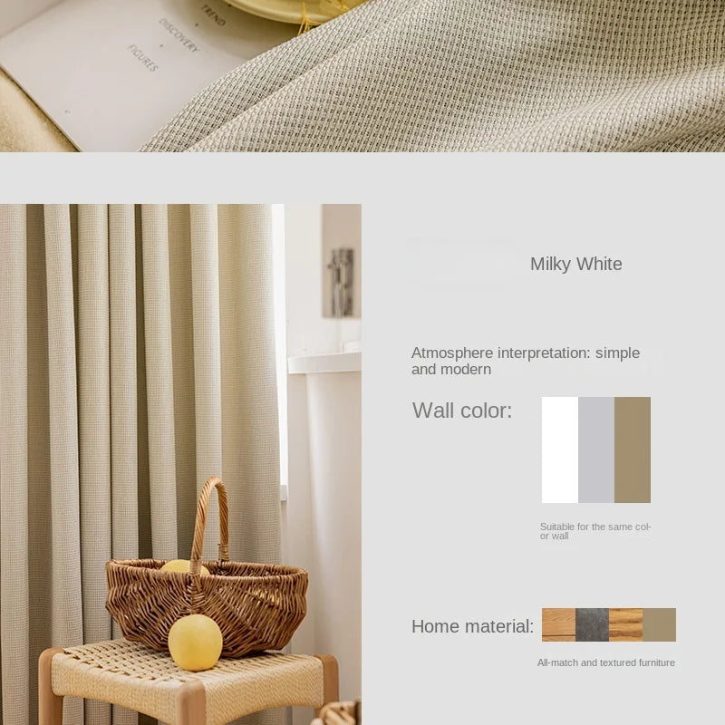 Modern Simple Balcony Drapes Light Luxury Bedroom Thick Blackout Curtain Large Area Bay Window Curtains Home Living Room Drape