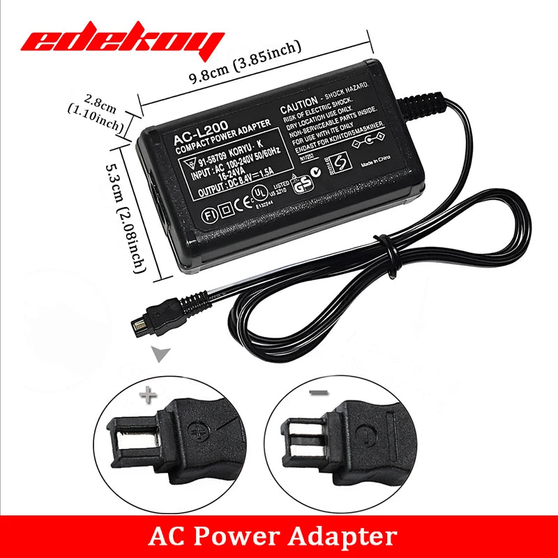 AC-L200C L200B L200D L25B AC Power Adapter Camcorder Charger for Sony Handycam DCR-SX/SR/HC/PC/DVD/HDR-CX/HDR-XR/NEX-VG Series