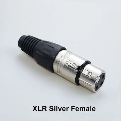JCD XLR 3Pin Male/Female Microphone Audio Cable Plug Panel Pure Black Silver Copper Gold-Plated XLR Connector Socket