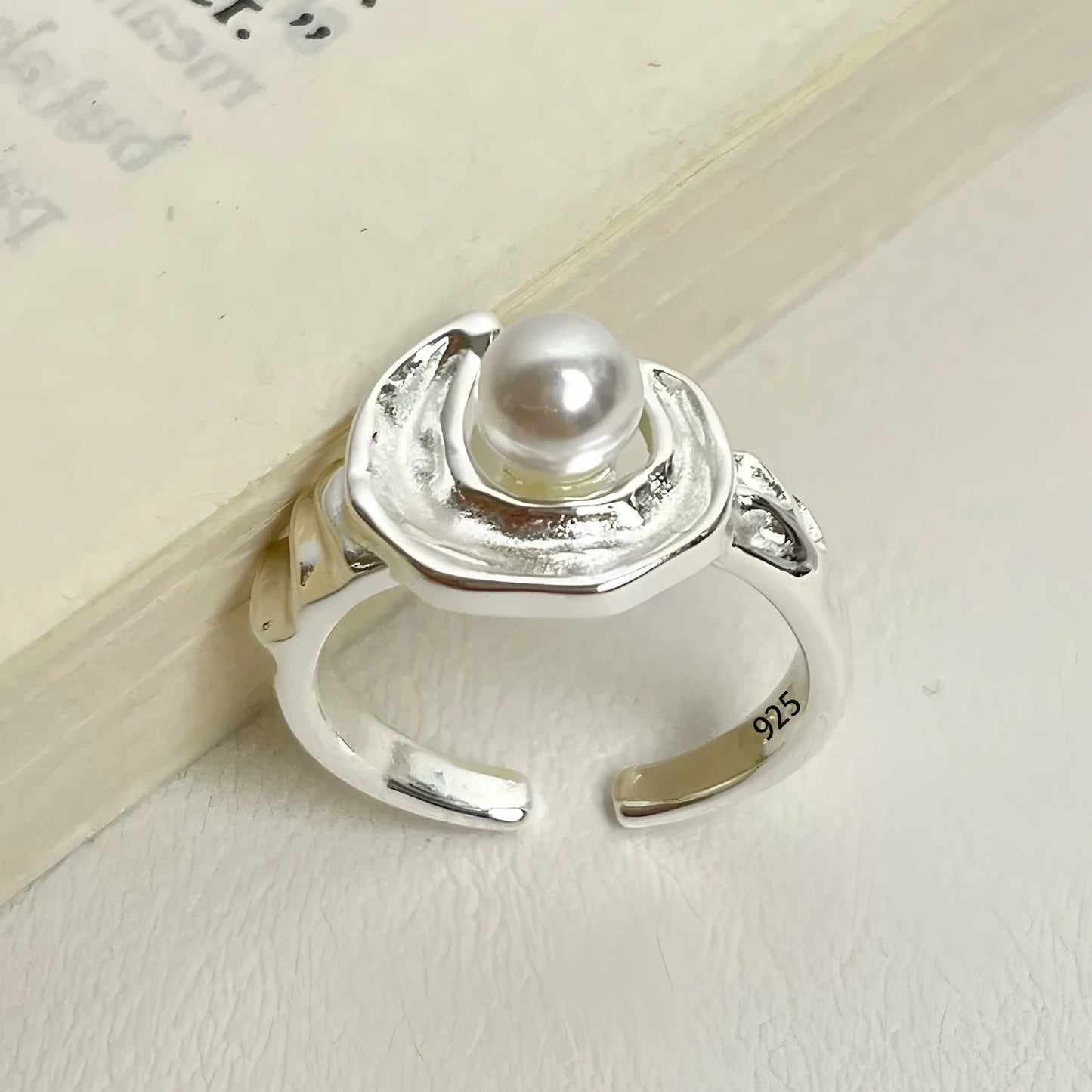 VENTFILLE 925 Sterling Silve Love Heart  Ring for Women Girl Gift Line Pearl Korean Sweet  Jewelry Birthday Gift Dropshipping