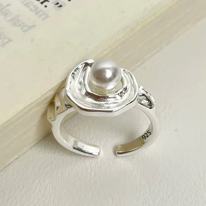 VENTFILLE 925 Sterling Silve Love Heart  Ring for Women Girl Gift Line Pearl Korean Sweet  Jewelry Birthday Gift Dropshipping