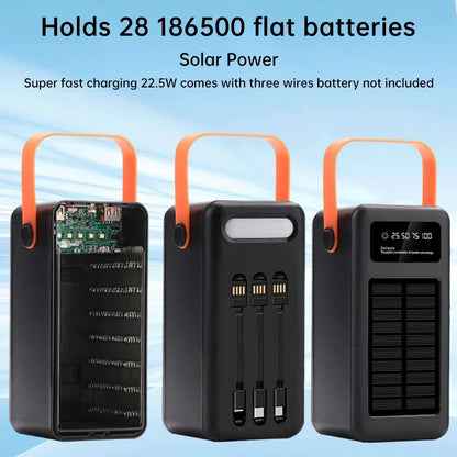 28 Solar 18650 Flat Head Battery Power Bank Welding Free Kit 22.5W Fast Charging Mobile Power Kit Easy Assembly
