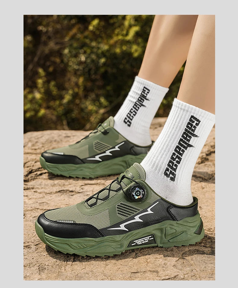 Men's casual sports shoes four season new rotating shoelaces comfort outdoor running walking shoes breathable soft-sole sneakers