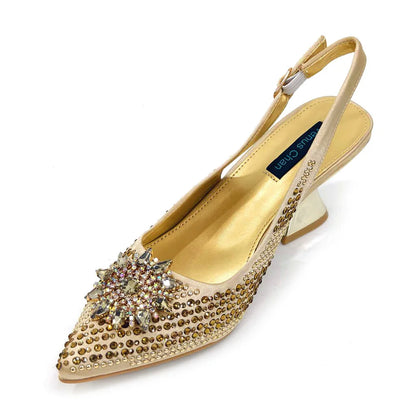 Venus Chan 2024 Summer New Design Specials Italian Women Shoes and Bag Set Fuchsia Color Comfortable High Heels With Rhinestone