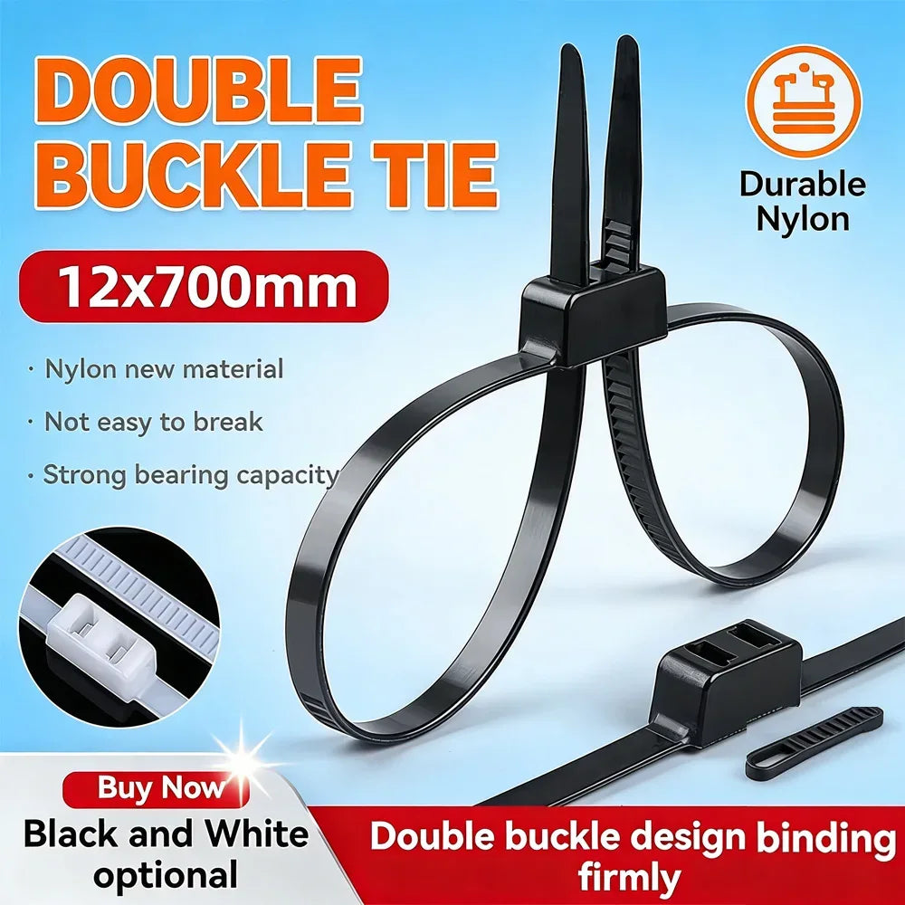 2/20pcs Heavy Duty Police Handcuffs (27.5") | Flexible Self-Locking Double Head Nylon Cable Zip Ties