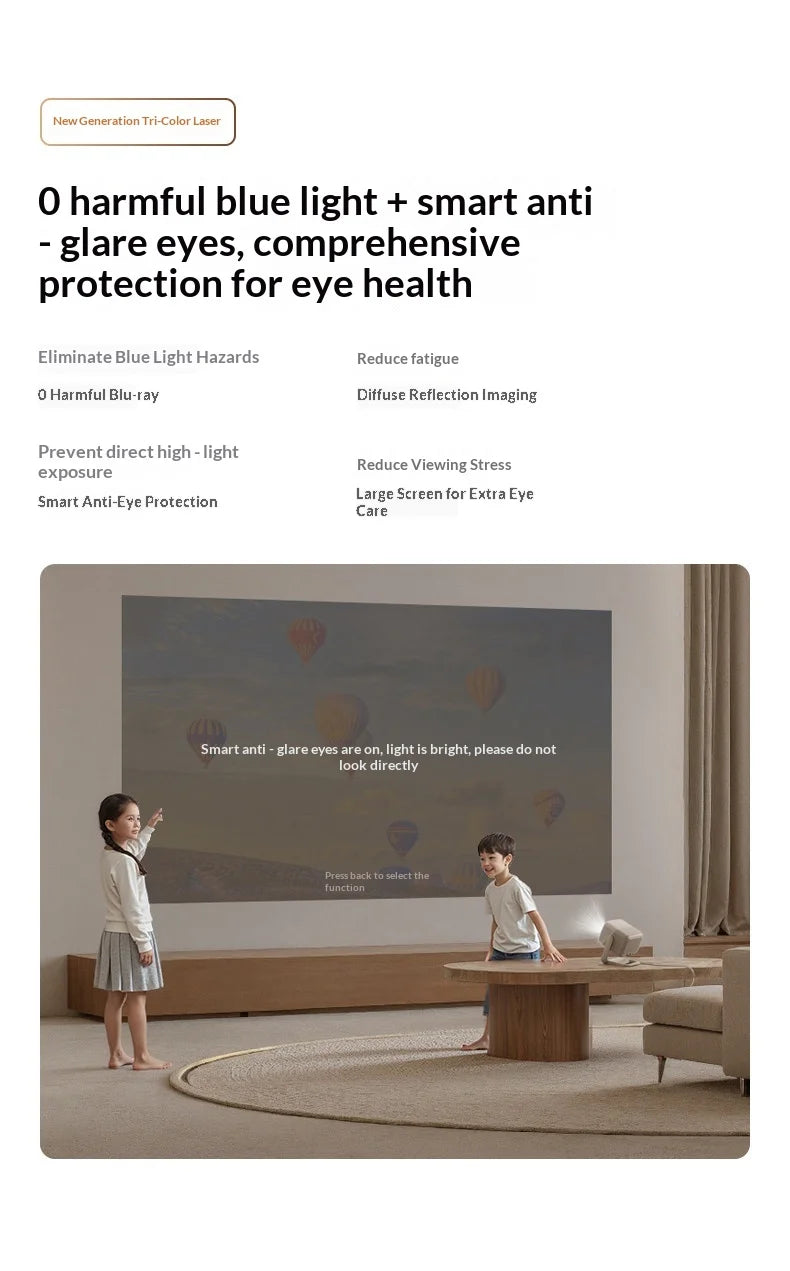 JMGO N1 AirL Projector Tricolor laser 1100cvia 3000：1 Ultra High Dynamic Contrast Projectors Intelligent Obstacle Avoidance