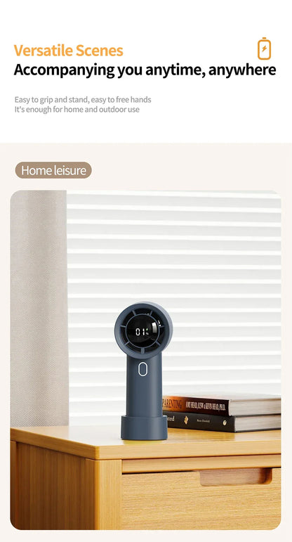 2025 New 3000mAh 100 Gears High Speed Fan Mini Air Conditioner Portable Fan Air Cooler with LED Display Screen Super Cool Wind
