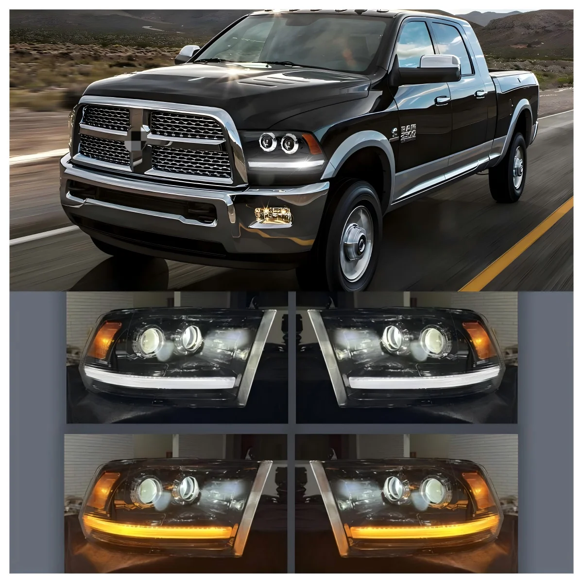 1pcs Full LED Headlight Fit for 2009-2018 Dodge Ram 1500 2500 3500 Sequential Turn Signal&DRL Headlights