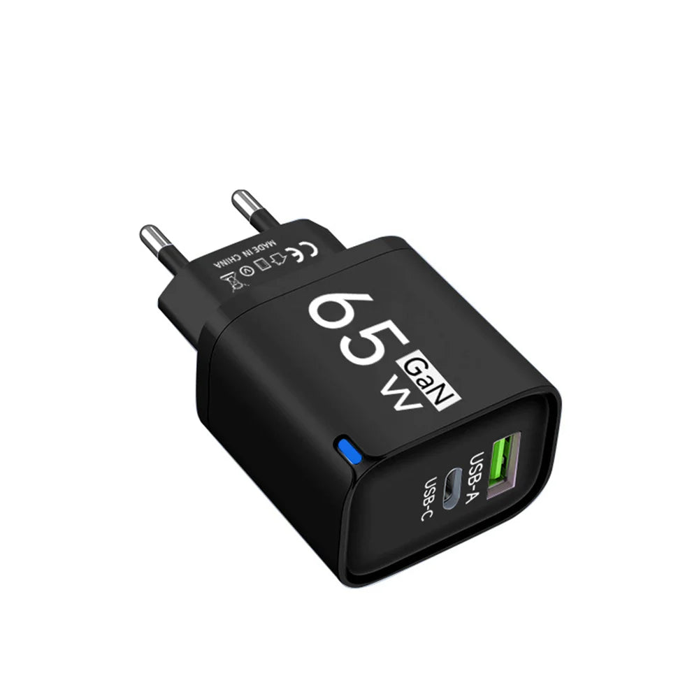 GaN 65W USB C Charger 3 Ports Quick Charge 3.0 QC3.0 Fast Charger Travel Wall Adapter for iPhone Samsung Xiaomi Huawei EU UK US