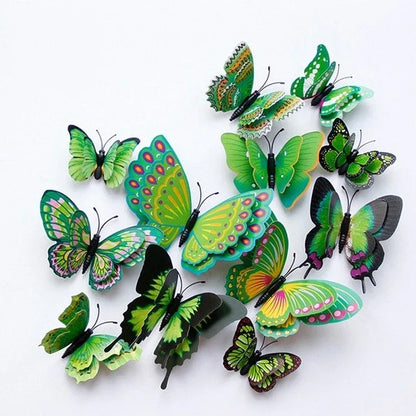 Magentic 3D Double-layer Butterfly Wall Stickers Magnet Refrigerator Stickers Home Girl Kids Room Wedding Christmas Decoration