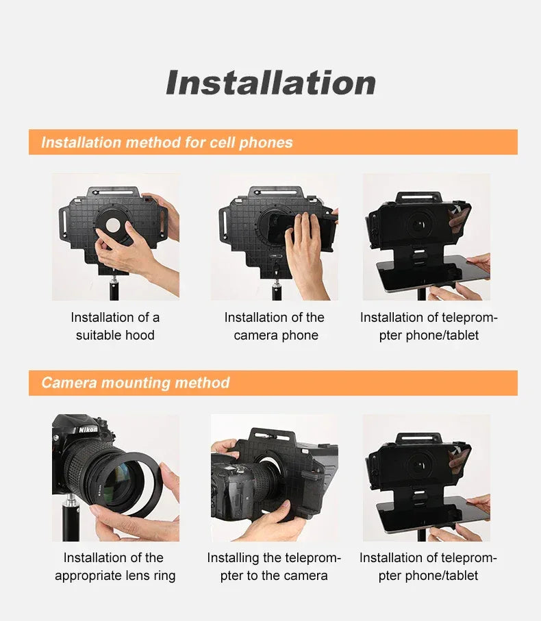 Soonpho F7 F8 Teleprompter for Tablet Laptop Smartphone Camera Bluetooth Portable Telepronter for Live Streaming Recording Video