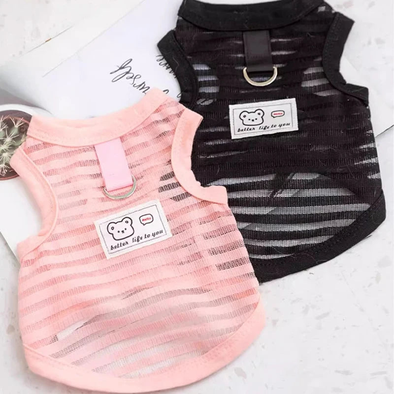 Breathable Mesh Pet Dog Vest Dog Summer Clothes Thin Cooling T Shirt Chihuahua Bichon Costume Cat Clothing Girls Puppy Shirt New
