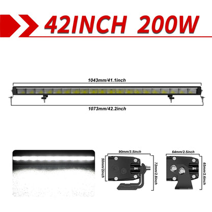 CO LIGHT New Slim 52 Inch LED Light Bar White & Amber 42" Led Work Light 6500K 3500K DRL 30000LM Off Road Driving Lamp 12V 24V