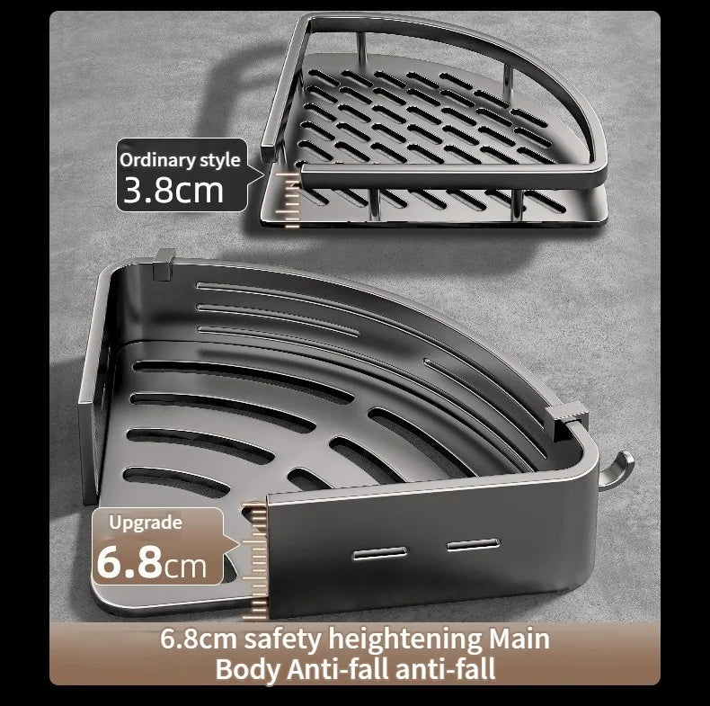 No Need To Drill Walls for Installation Aluminum Bathroom Shelf Shelves Shampoo Rack Storage Holder Kitchen Organizer Wall Rack