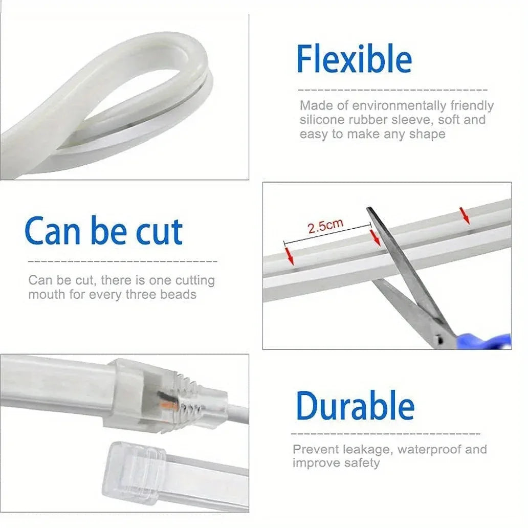 Neon LED Light Strip Smart Touch Sensor Switch Dimmable Neon Sign Flexible Led Ribbon Waterproof Rope Tube Lamp Backlight Decor