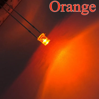 100pcs F3 3mm Flat Led Ultra Bright Diodes Wide Angle Light Emitting Bulbs Signage Decoration Advertising Lamp Ambient Building