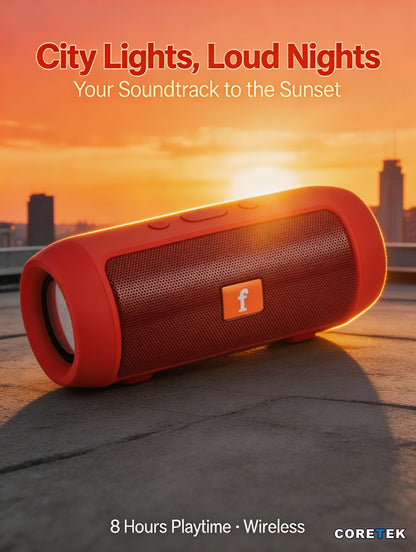 Portable Bluetooth Speaker, Stereo Surround, FM Radio, TF Card, 1200mAh Battery, 10m Range, Mini for Travel & Home