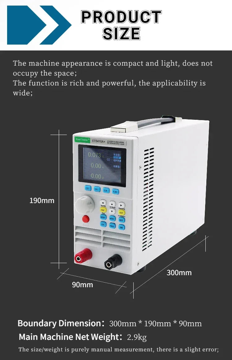 Programmable DC Electronic Load 150V 40A 400W Digital Battery Capacity Tester Electronic Load Meter Aging Instrument ET5410A+