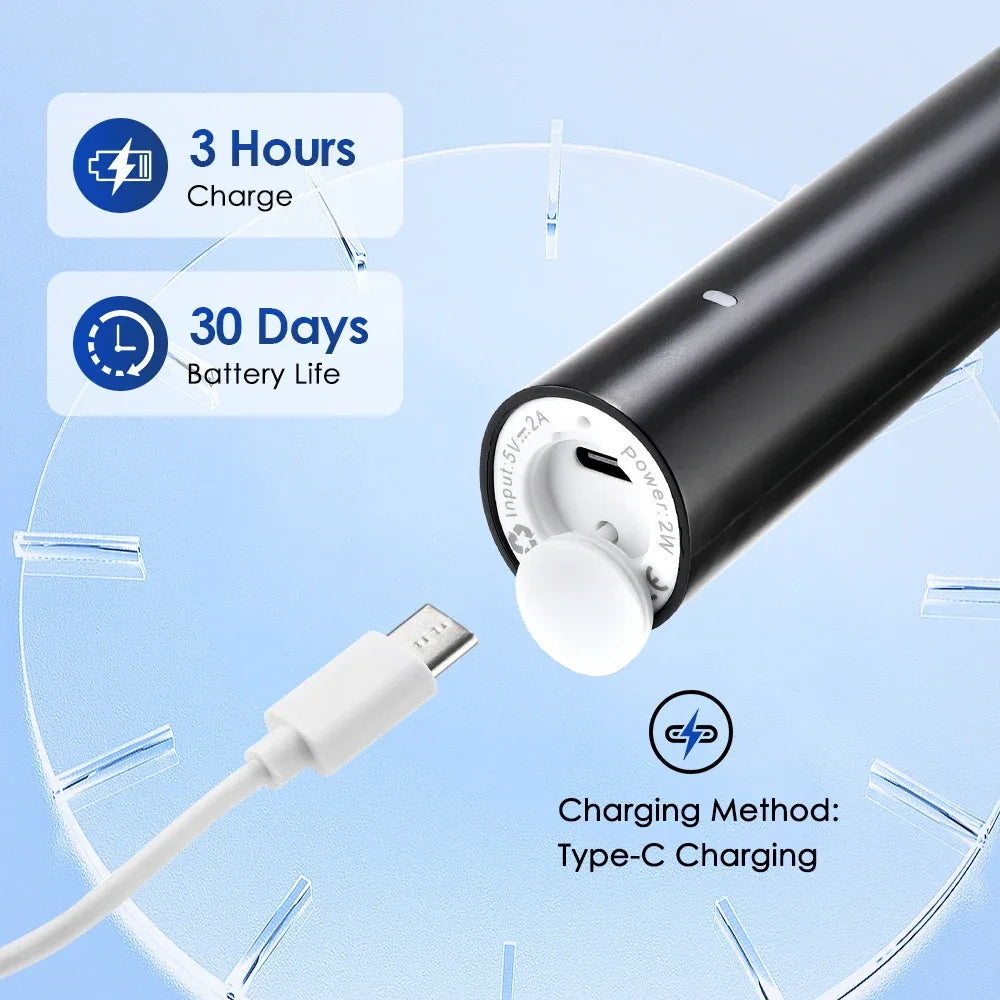 Rotary Electric Toothbrush Rechargeable 5 Modes Sonic Vibration Tooth Brush Adults Rotating Toothbrushes Teeth Cleaner 4 Heads