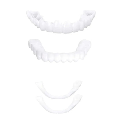 2 Pairs Smile Whitening Teeth Snap On Silicone Cosmetic Denture Upper and Lower Fake Tooth Cover Perfect Fit Teeth Beauty Tool