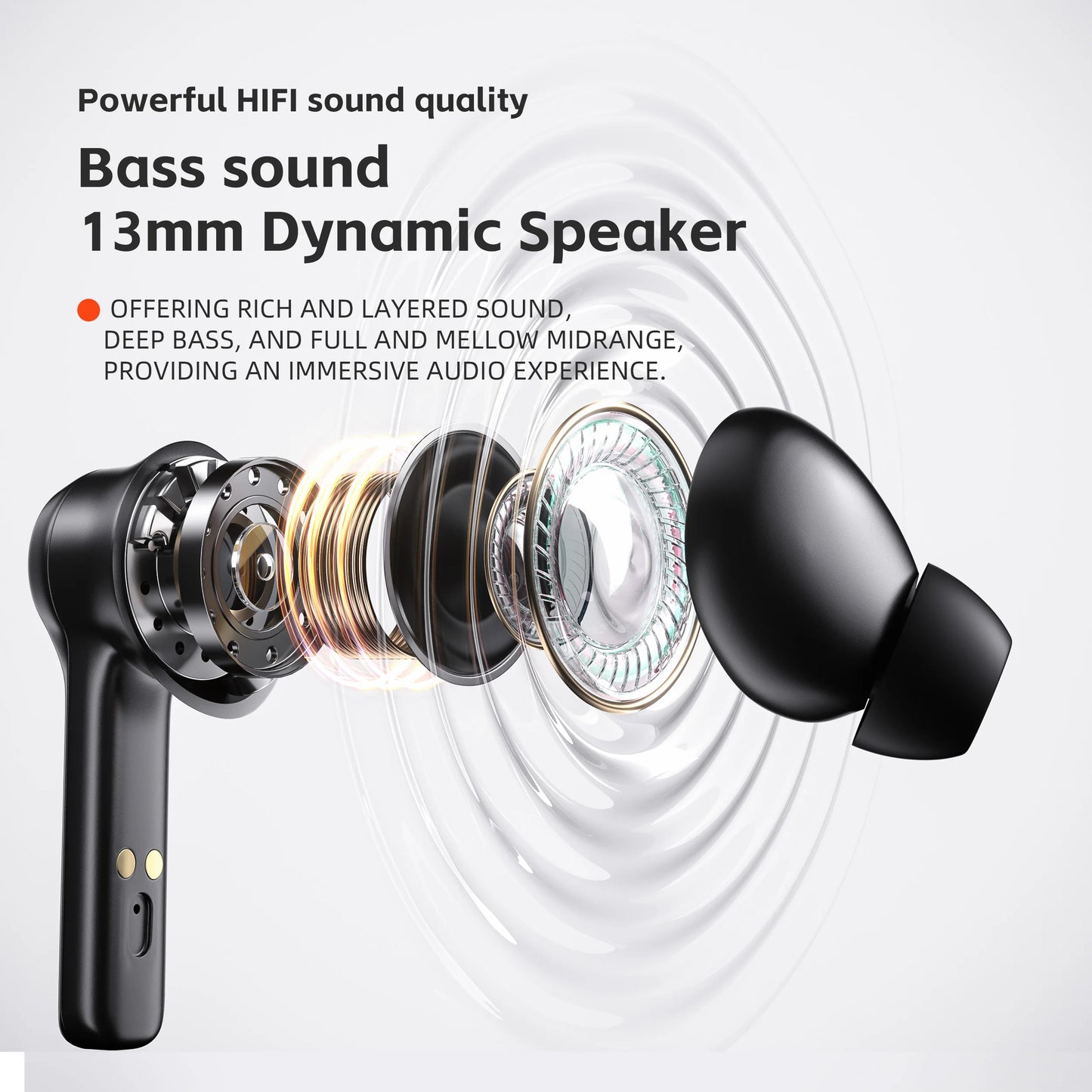 QERE E20 Wireless Headphones, TWS Bluetooth 5.3,HD Microphone,HIFI Earphones,13mm Driver,68Ms Low Latency,4 Mics, ENC Call, New