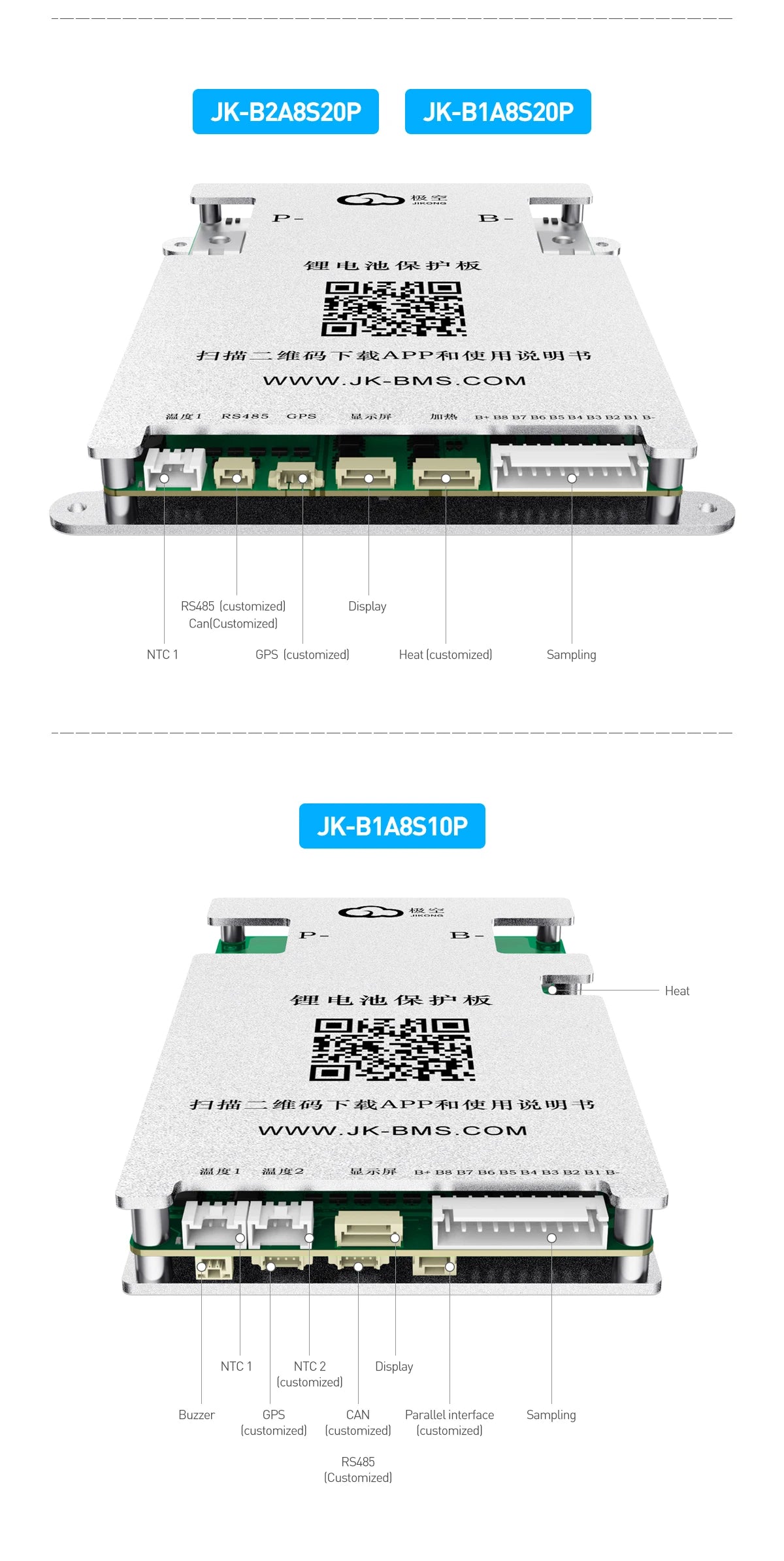 Jikong JK BMS 3s 4s 5s 6s 7s 8s 100A 200A 300A Smart Lifepo4 Li-ion Active Balance Lithium 12V 24v With RS485 CAN Bluetooth Heat