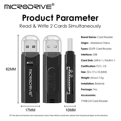 Usb 3.0 / 2.0 Flash TF Memory Card Reader / Micro Mini SD Card Adapter / 2 in 1 USB Card Reader for Micro Card SD Cards