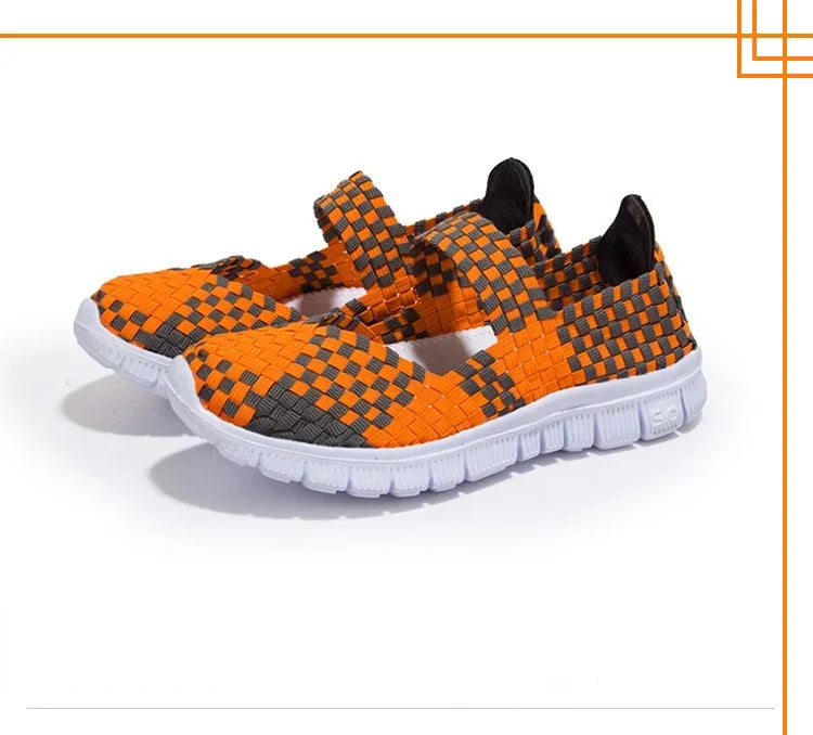 Plus Size Women Flat Shoes  Fashion Elastic Band Weave Shoes Women Comfort Flat Shoes Women Casual Loafers Zapatos De Mujer