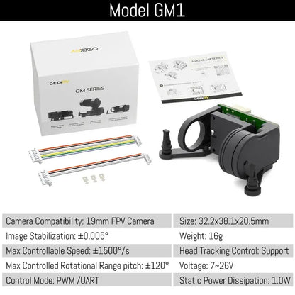 Caddx GM1 GM2 GM3 FPV Gimbal Head Tracking (No Camera) CaddxFPV For FC FPV 19mm Camera Avatar HD Goggles Drone Car Airplane