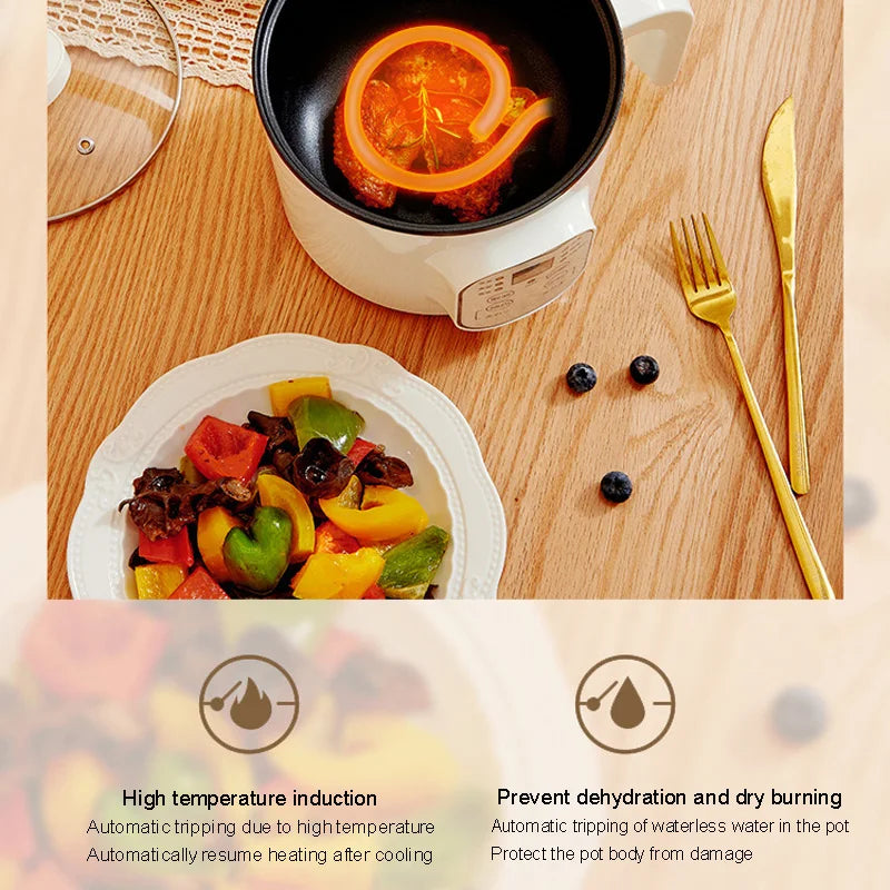 Multifunctional Electric Slow Cooker Portable Dormitory Student Office Staff Mini Electric Pot Stir Stew Non-Stick Rice Cooker