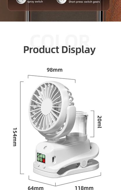 Refrigerating Clip Spray Fan USB Rechargeable Office Dormitory Outdoor Multi-Functional Desktop Clip Fan Moisturizing