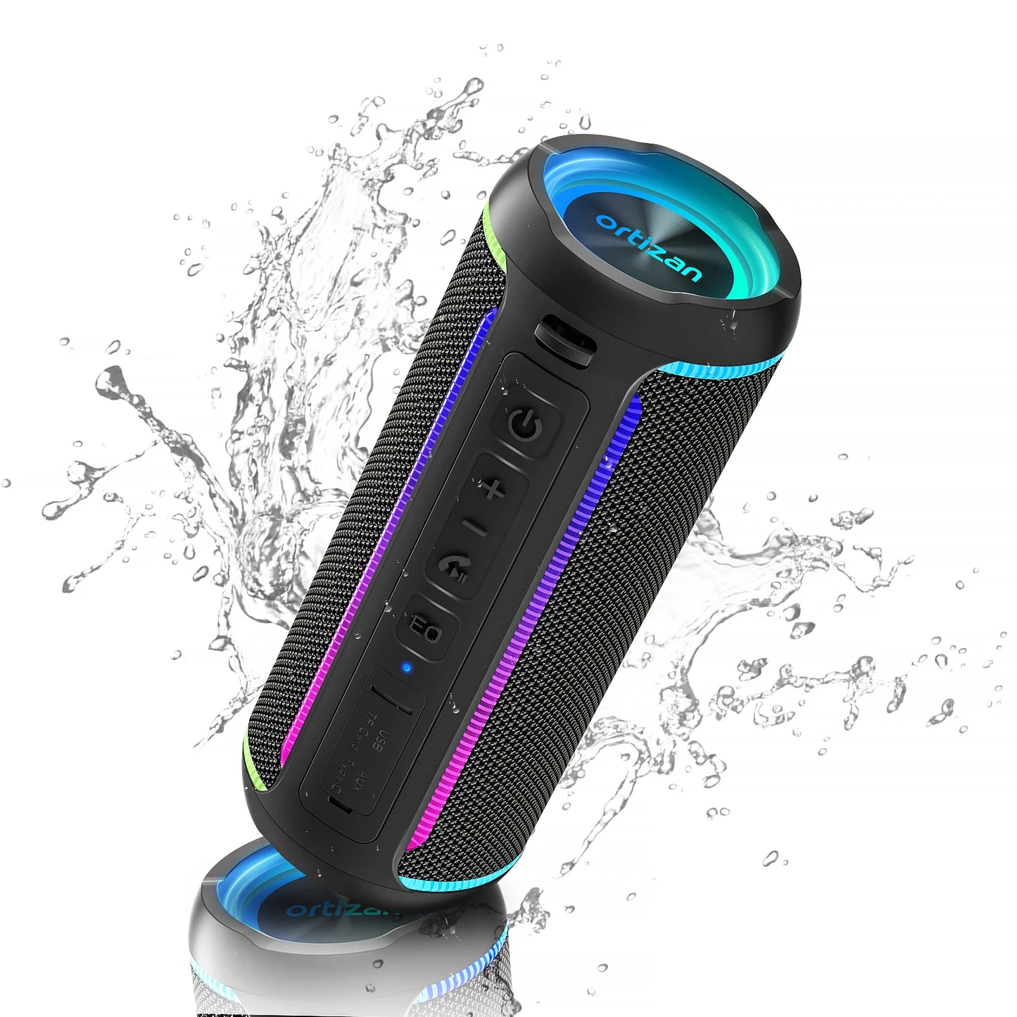 Ortizan Wireless Portable Bluetooth Speaker X30 with 40W Stereo Sound, Rich Bass, IPX7 Waterproof, 30H Playtime, TWS, LED Lights