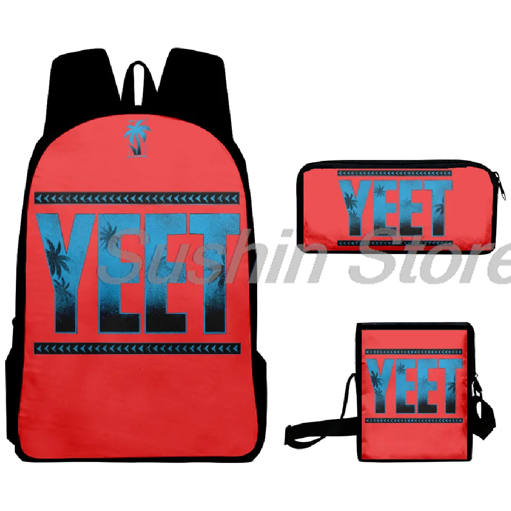 Jey Uso Yeet Merch Backpack 3pcs/set Rucksack Crossbody Bag Women Men Casual Daypack Unisex Packsack Travel Bags