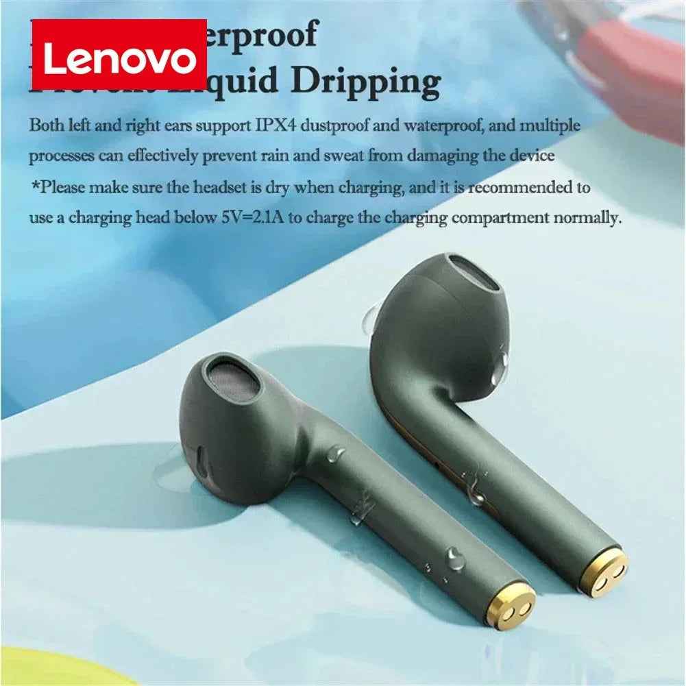 Lenovo Wireless Earphones, HiFi in-Ear Stereo with Microphone, Waterproof, Bluetooth, Touch Control, Noise Cancellation