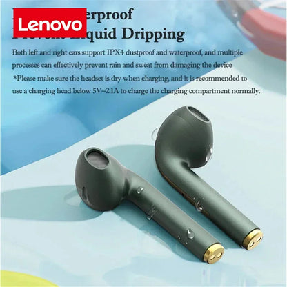Lenovo Wireless Earphones, HiFi in-Ear Stereo with Microphone, Waterproof, Bluetooth, Touch Control, Noise Cancellation