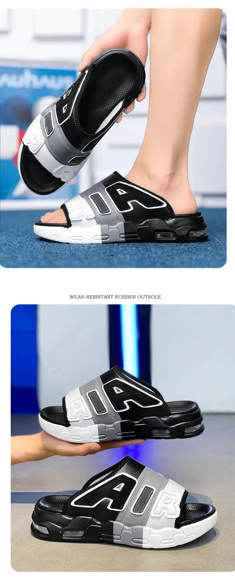 High Quality Slippers for Men Air Cushion Design Slide Man Summer New PVC Soft Non Slip Mens Sports Flip Flops Chanclas Hombrew