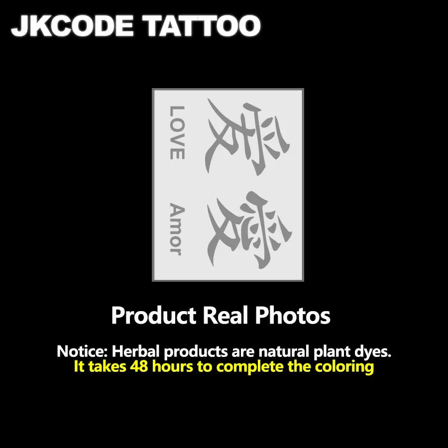 Oriental Style Chinese Character Herbal Temporary Tattoo Valentine's Day Gift I Love You Confession Tattoo Men Women Herbal Tattoo Sticker