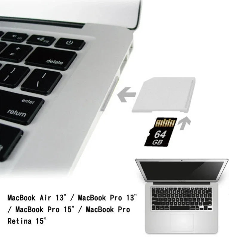 MicroSD TF to SD Card Reader Adapter Dust-proof Plug Support Micro SD / SDHC / SDXC 64GB Memory for macbook Air