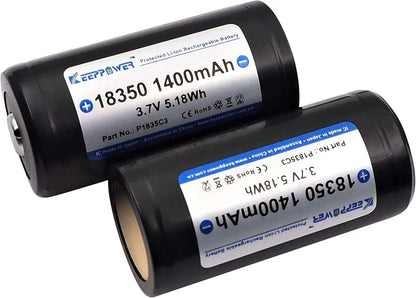KeepPower P1835C3 18350 3.7V 1400mAh Protection Rechargeable Lithium Ion Battery for Flashlight