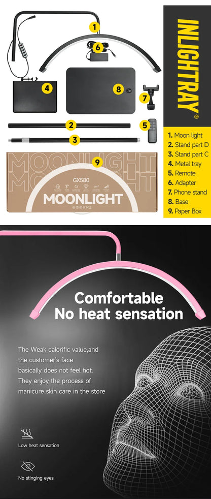 2025 New 23inch 45w Arc Half Moon Ring Light for Lashes Studio lights Photography Light Floor lamps for Eyelash Extension Beauty