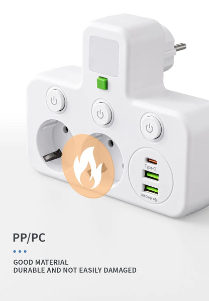 EU plug AC socket power board multi-layer wall socket universal network filter, with or without USB independent switch light ada